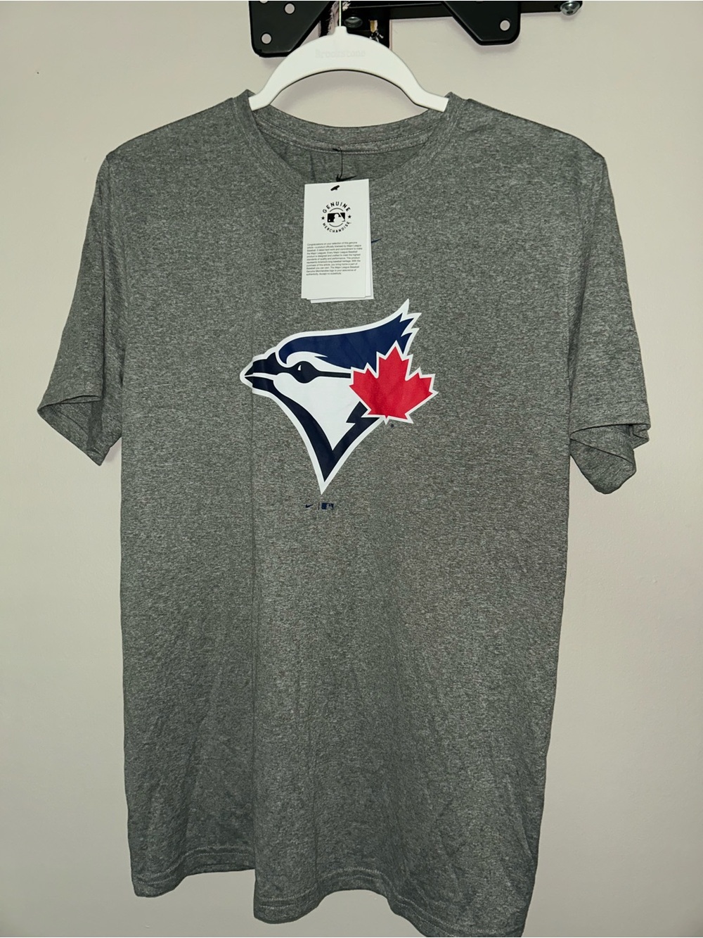 Nike Grey Toronto Blue Jays Logo Tee with Navy and Red Accents